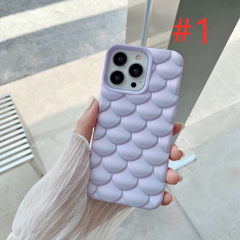 Fashion！Scale Style Mermaid Soft Silicon Case iP iPhone 12 13 14 Pro Max 11 FTD 7Colors Casing Apple