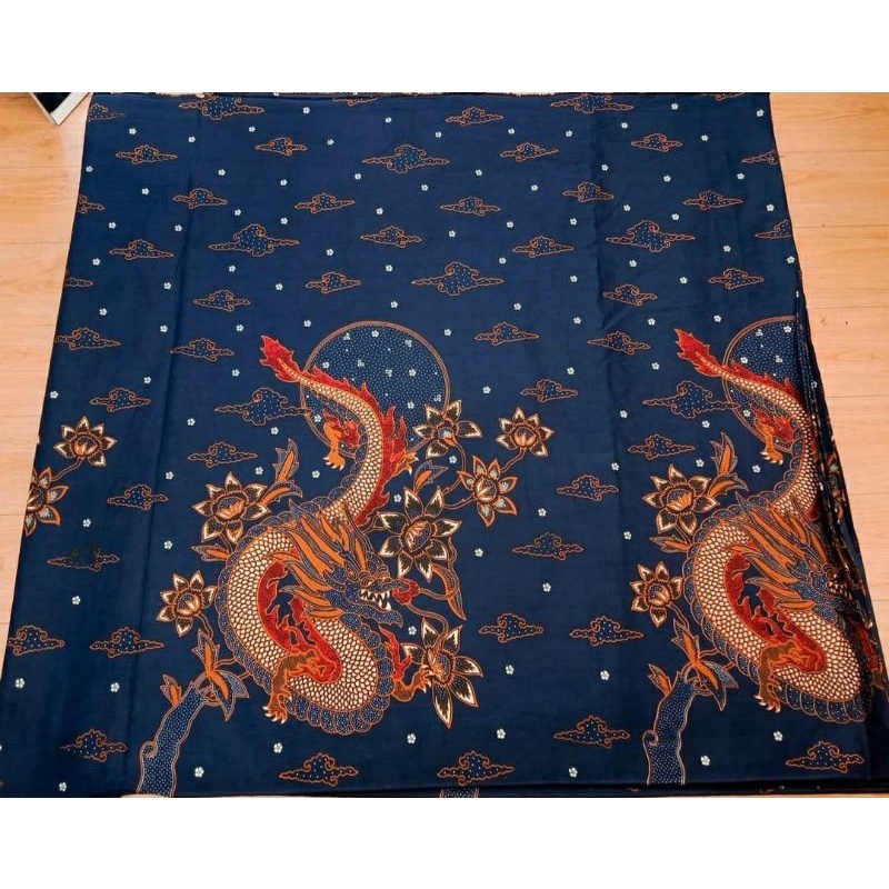 Kain Batik Laweyan Solo Motif naga dasar biru ( Premium )