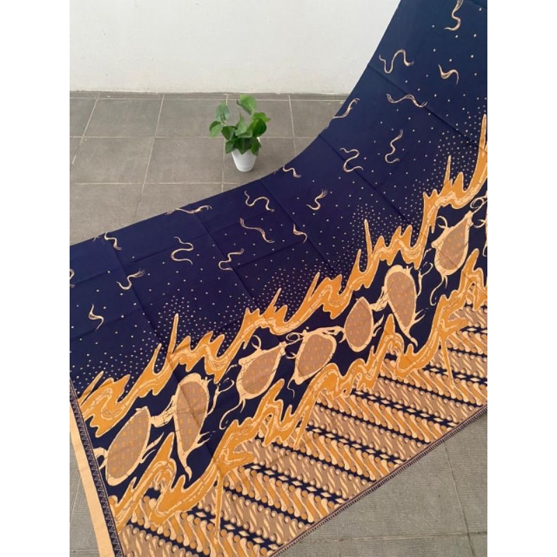 Kain Batik Kota Solo motif abstrak kawung bintik kuning