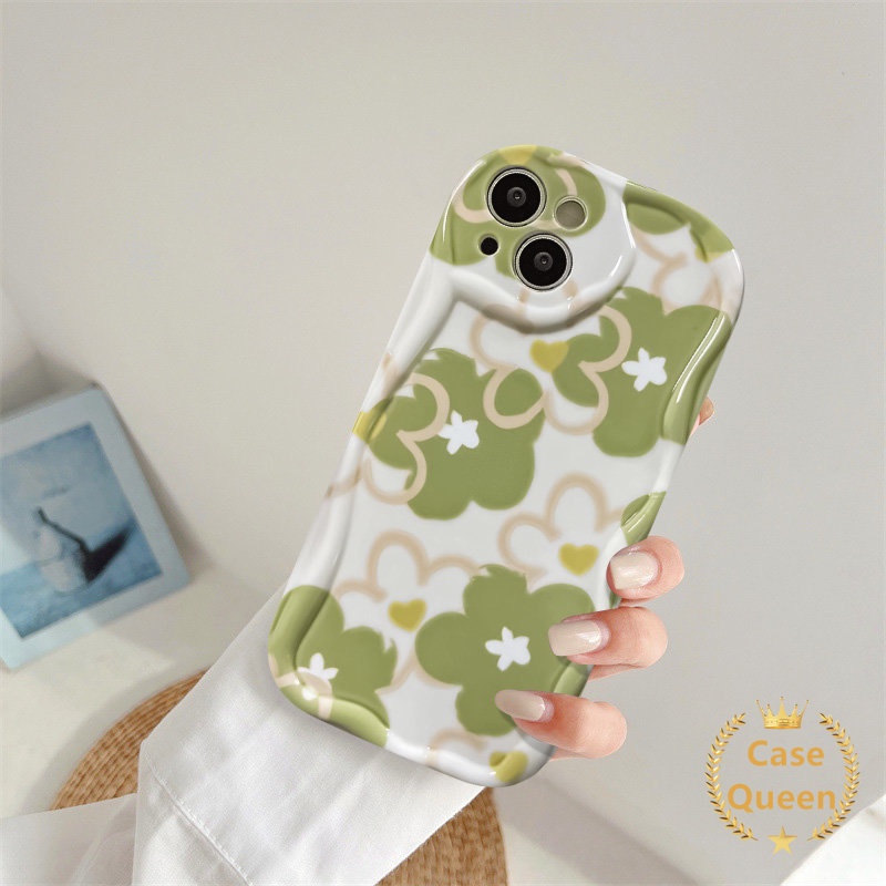 Cat Air Fresh Flowers Green Glossy Back Case Untuk Redmi 9C NFC A1 9C 10A 9A 10 A2 Redmi Note8 11 9 11s Terpesona Daisy Floral Pink Rose Flowers 3D Wavy Curved Edge Cover