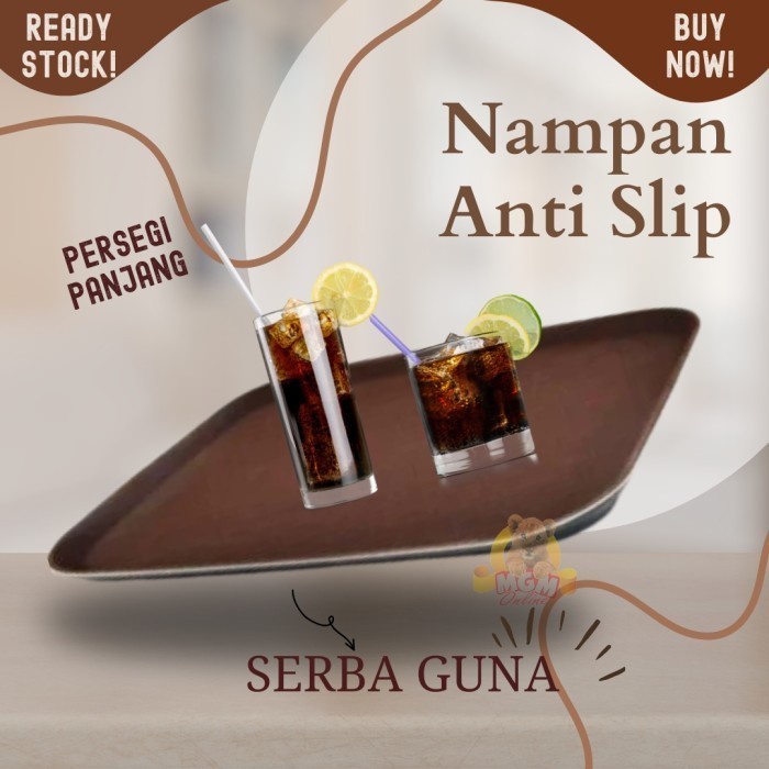 Nampan Anti Slip SegiPanjang 56x40cm non Slip Serving Tray lapis karet