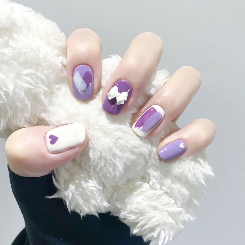 X85 24 Pcs DIY Kuku Palsu French Cool Finger Nail Art Stiker Kuku Palsu