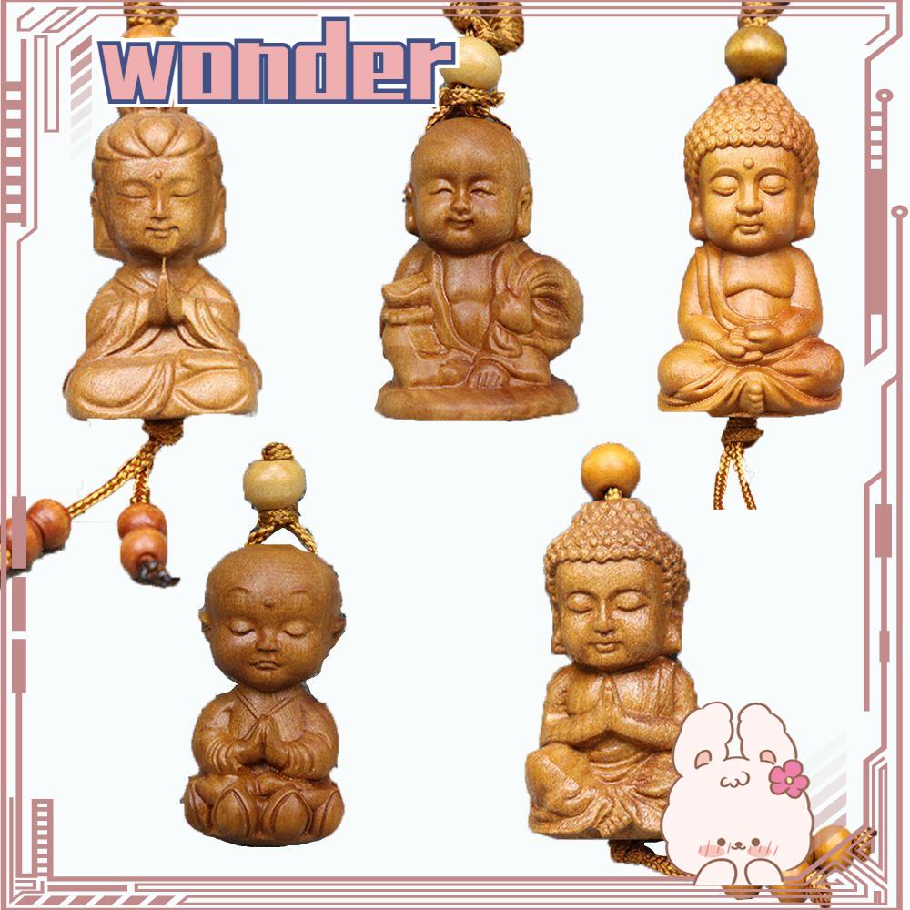 Wonder W ooden Keychain Gantungan Kunci Monk Buddha Lucu