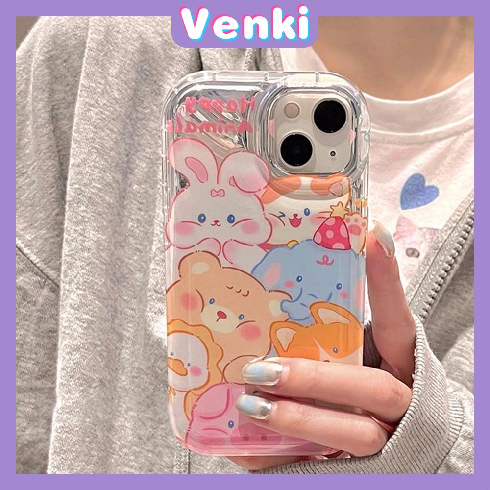 VENK I- Untuk iPhone 11 iPhone Case Laser Reflektif Bening Phone Case TPU Soft Shockproof Airbag Phone Case Lucu Kartun Kompatibel dengan iPhone 14 13 Pro max 12 Pro Max XR XR 7 8Plus