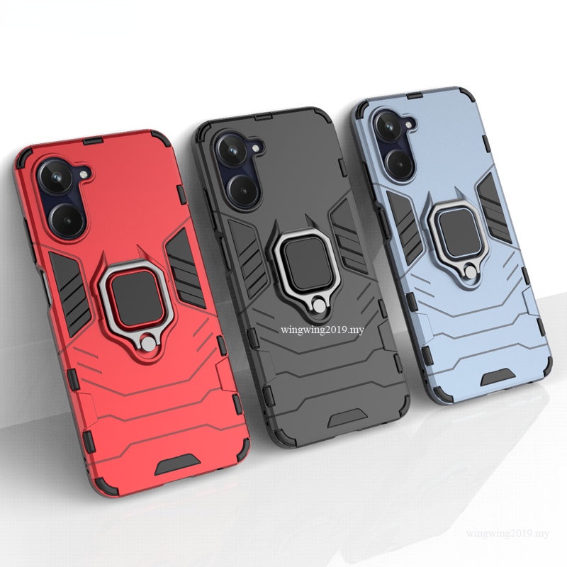 Shockproof Armor Case Untuk Realme 10 Pro Plus Cases Stand Holder Magnetic Phone Back Cover Untuk OPPO Realme10 4G 5G Pro Tritone