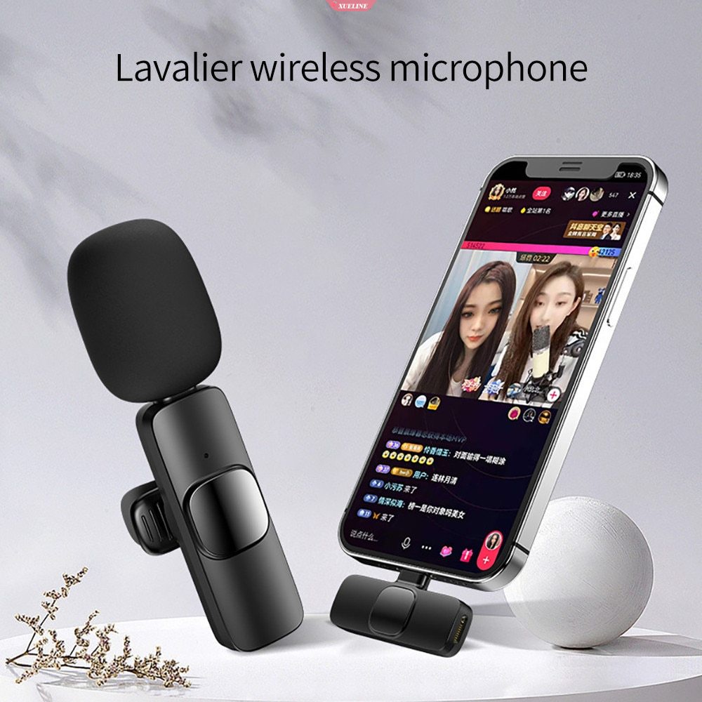 Wireless Lavalier Microphone Portable Audio Video Rekaman Mic Mini Untuk Tipe-C Siaran Langsung Gaming Phone Mic [ZXL]