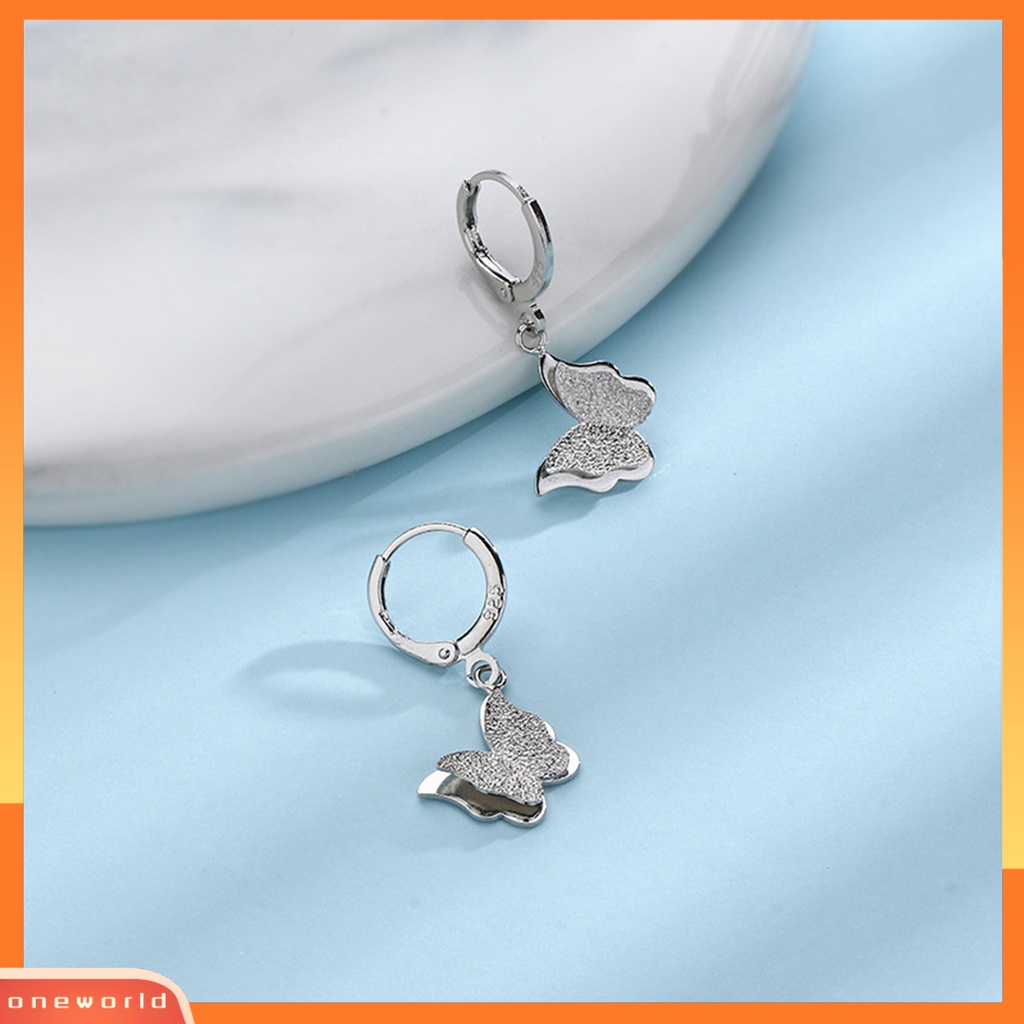 [WOD] 1pc Drop Earring Minimalis Hypoallergenic Elegan High Gloss Hadiah Fashion Perhiasan Matte Kupu Wanita Hoop Earring Untuk Pacaran