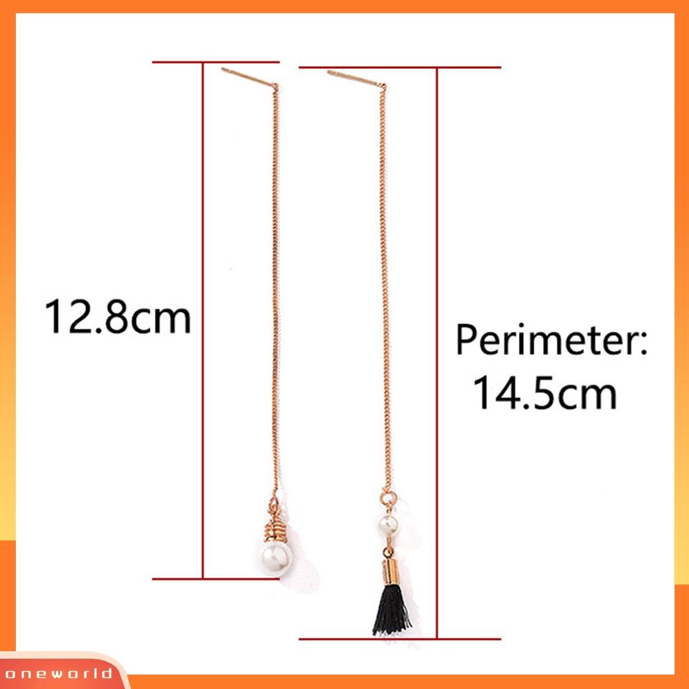 [WOD] Fashion Tidak Teratur Rumbai Mutiara Imitasi Rantai Panjang Menjuntai Stud Earrings Perhiasan