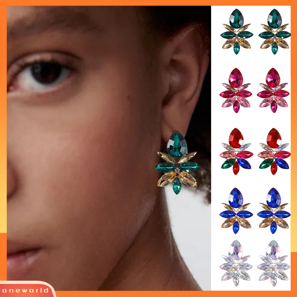 [WOD] 1pasang Anting Drop Wanita Indah Tahan Lama Alloy Fashion Mewah Berlian Imitasi Anting Tetesan Air Untuk Pesta
