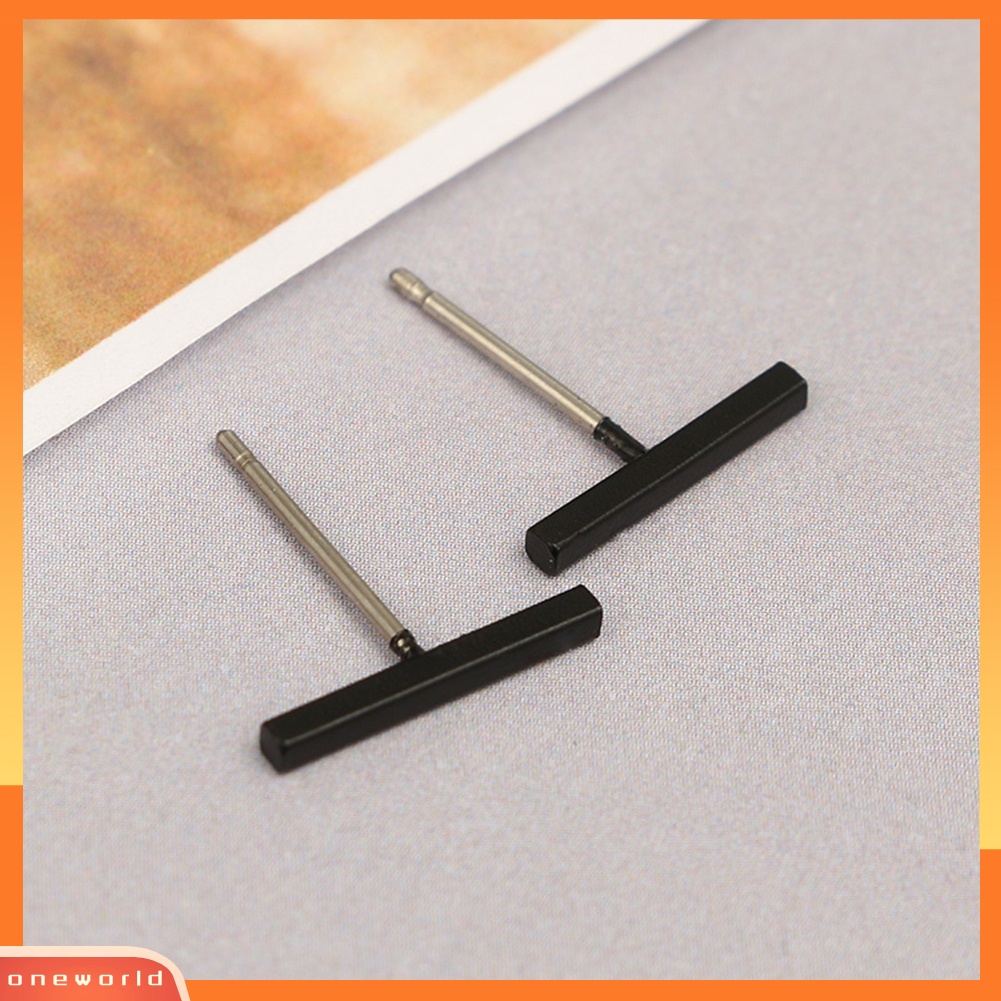 [WOD] Wanita Pria Fashion T Bar Alloy Ear Stud Earrings Pesta Perhiasan Hadiah Ulang Tahun