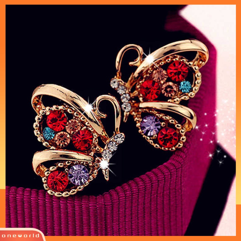 [WOD] Fashion Wanita Berlian Imitasi Bentuk Kupu-Kupu Stud Earrings Selebriti Eardrop Perhiasan