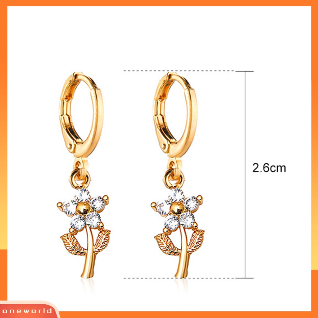 [WOD] Anting Pesta Liontin Bunga Wanita Elegan Berlian Imitasi Semua Pertandingan Ear Studs Perhiasan Aksesoris