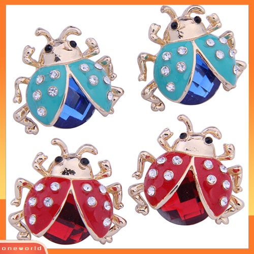 [WOD] Wanita Lucu Ladybird Bentuk Berlian Imitasi Ear Stud Kumbang Ladybug Hadiah Anting