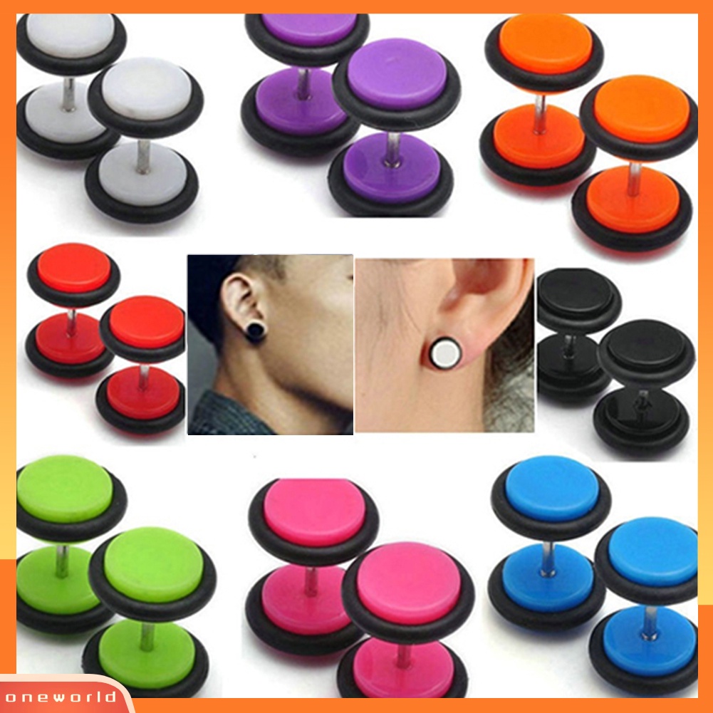 [WOD] 1pasang Pria Wanita Punk 8mm Dumbbell Gaya Stud Anting Tindik Perhiasan Charms