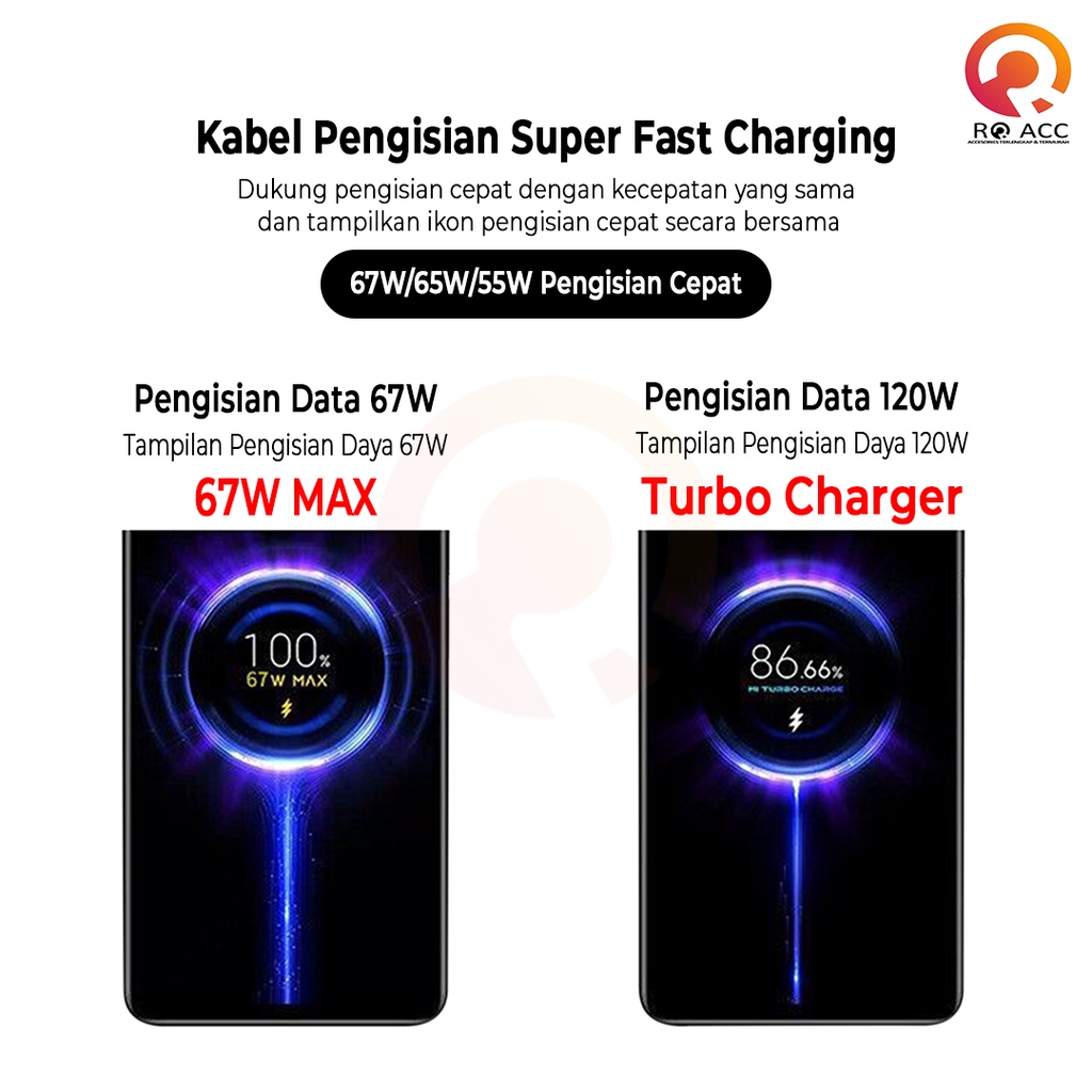 [RO ACC] KABEL DATA CHARGER XIAOMI TURBO FAST CHARGING MUNCUL 67W/120W 6A ORIGINAL NEW