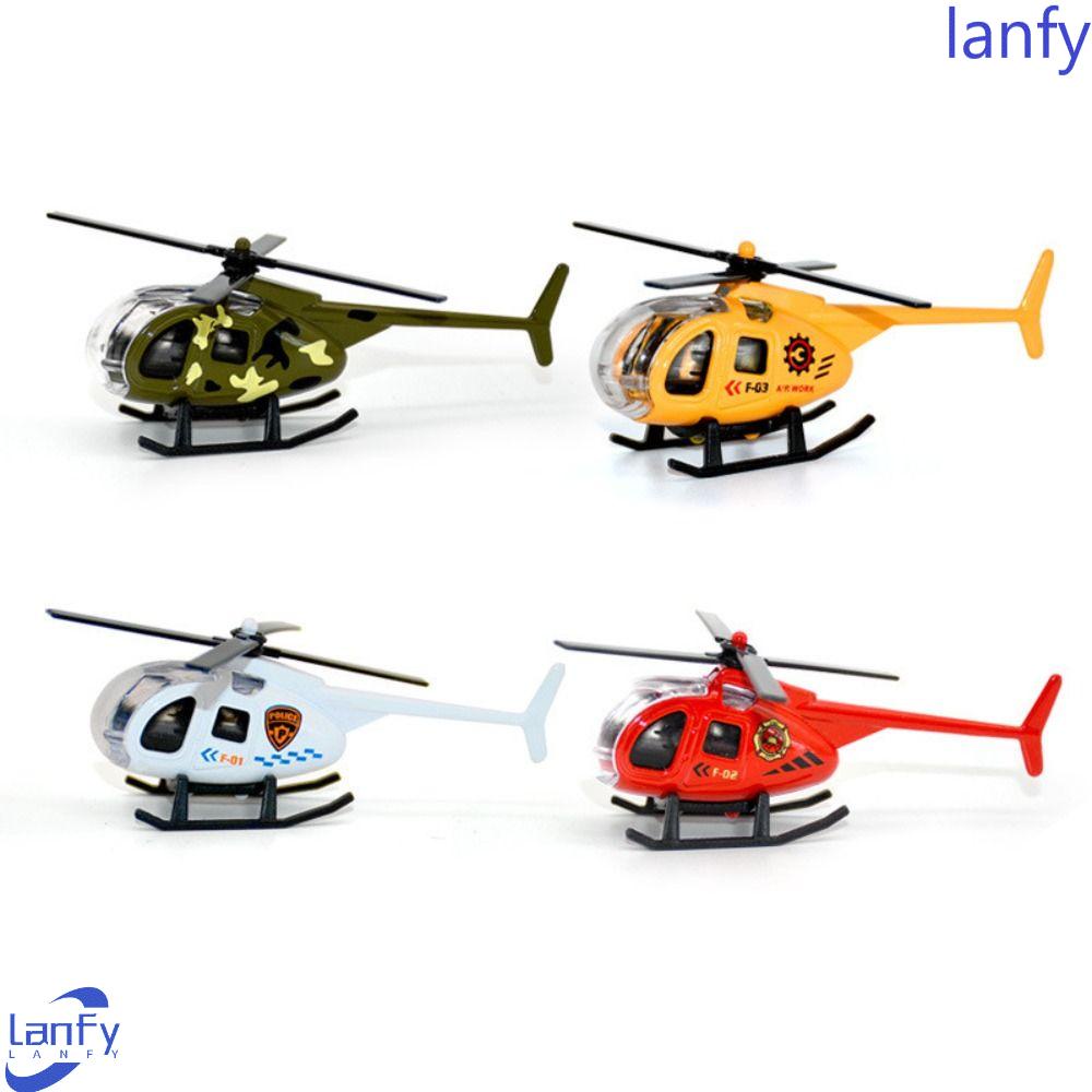 Lanfy Diecast Helikopter Mainan Dekorasi Kerajinan Anak Hadiah Natal Pesawat Patung Fotografi Properti Helikopter Mainan Simulasi Helikopter