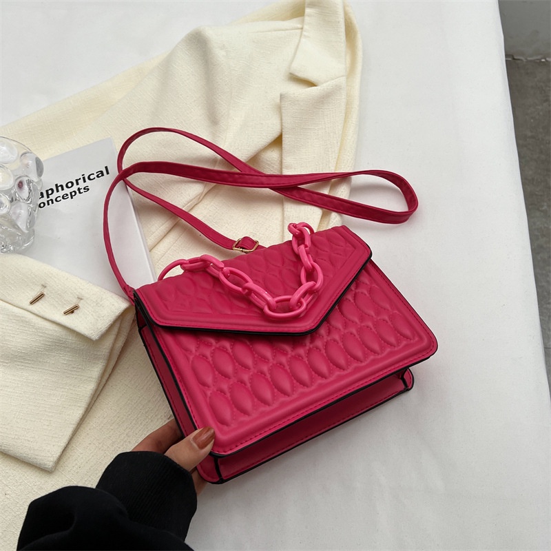 Tas kecil tekstur kasual retro sederhana tas tangan warna solid satu bahu tas tangan persegi kecil