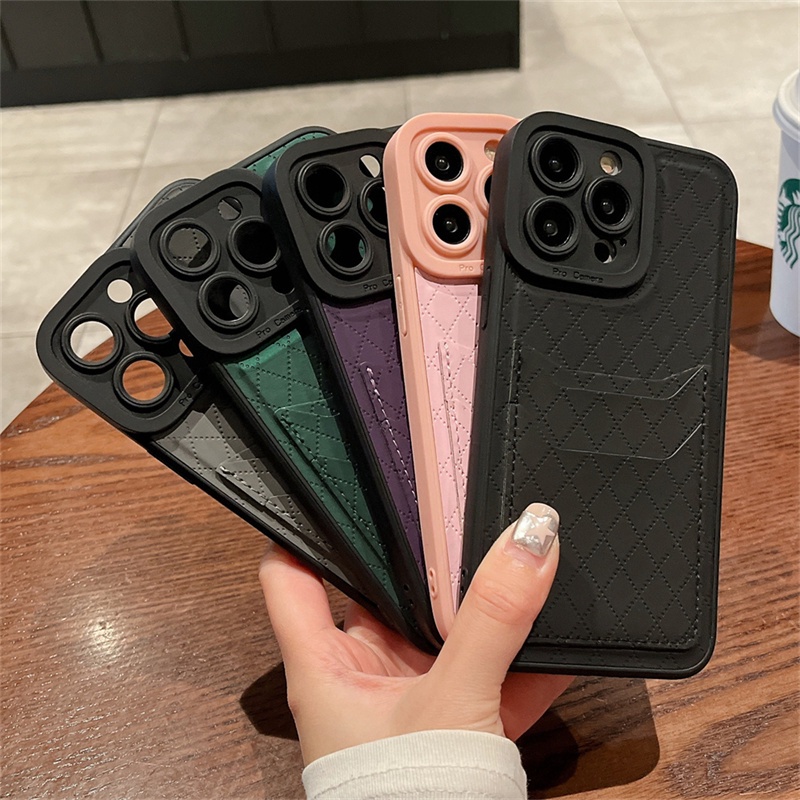 IPHONE Casing Dompet Holder Slot Kartu Bahan Kulit Mewah Untuk Iphone11 13 14 12 Pro Max6 7 8 14 plus XR XS MAX X Soft Silicone Cover