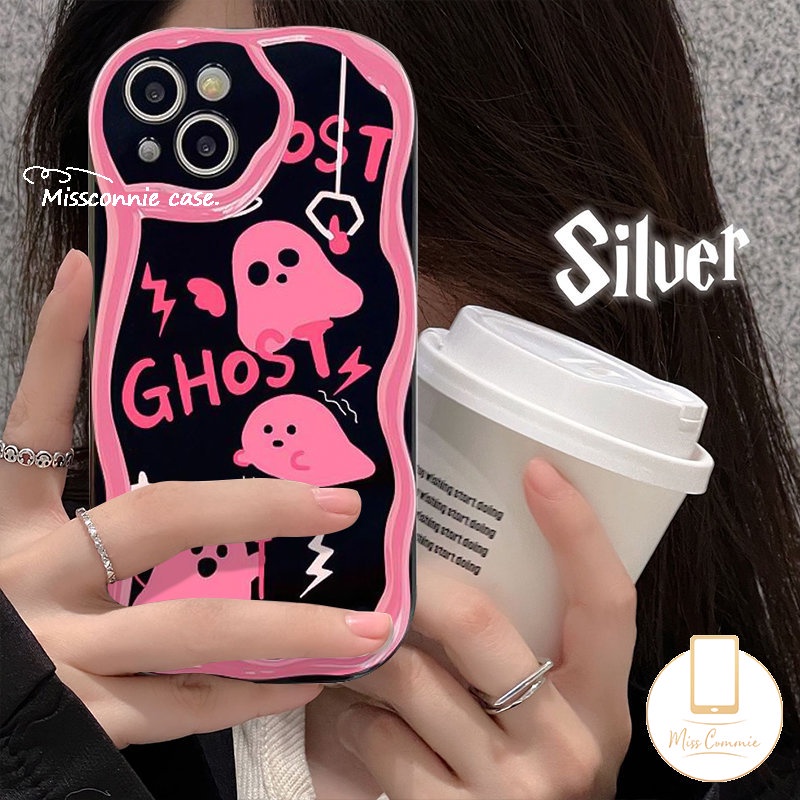 IPHONE Casing 3D Wavy Curved Edge Soft Tpu Funny Soul Ghost Kompatibel Untuk Iphone11 13 12 14 Pro Max XR X XS Max7 8 6 6s Plus Se2020 7Plus Kartun Lucu Monster Kecil Cover