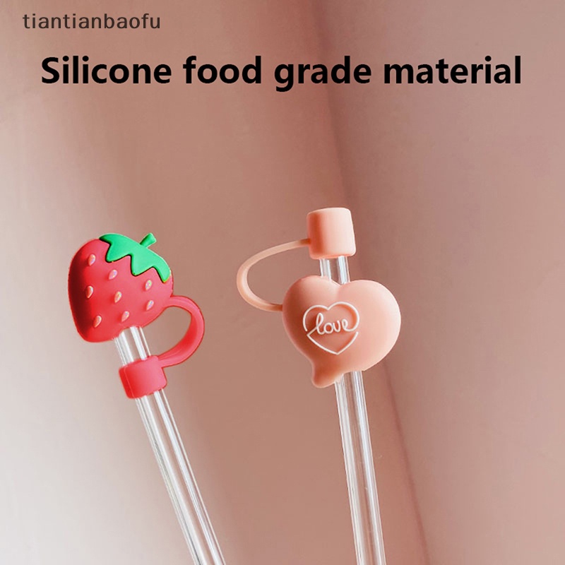 [tiantianbaofu] Silikon Steker Sedotan Dapat Digunakan Kembali Kedap Udara Minum Debu Cap Cangkir Aksesoris Kartun Colokan Tips Cover Cocok Untuk 6-8mm Sedotan Cangkir Butik