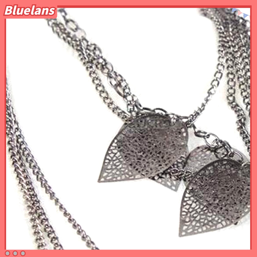 [BLS] Wanita Multi-layer Kalung Bohemia Liontin Daun Sweater Panjang Rantai Perhiasan