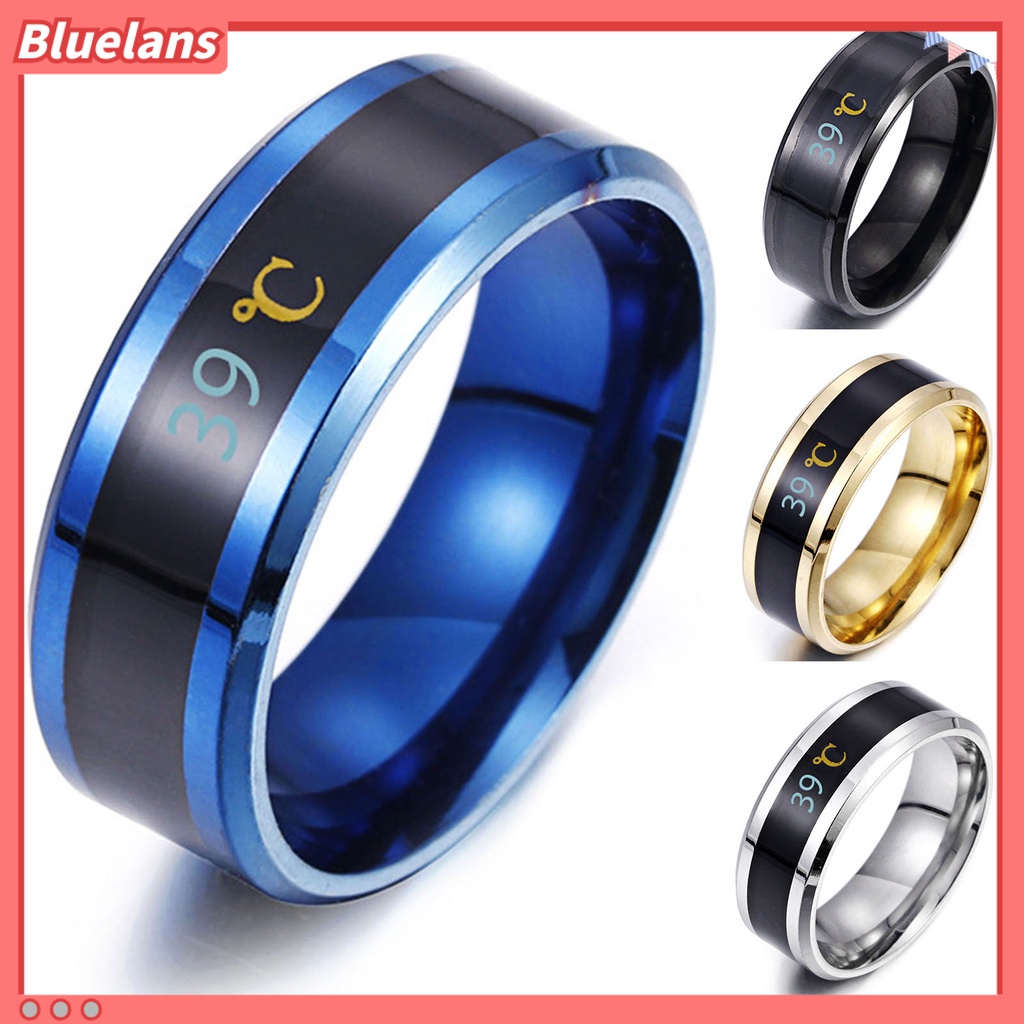 [BLS] Cincin Fashion Unisex Tampilan Real Time Cincin Tes Suhu Bahan Stainless Steel Untuk Pesta