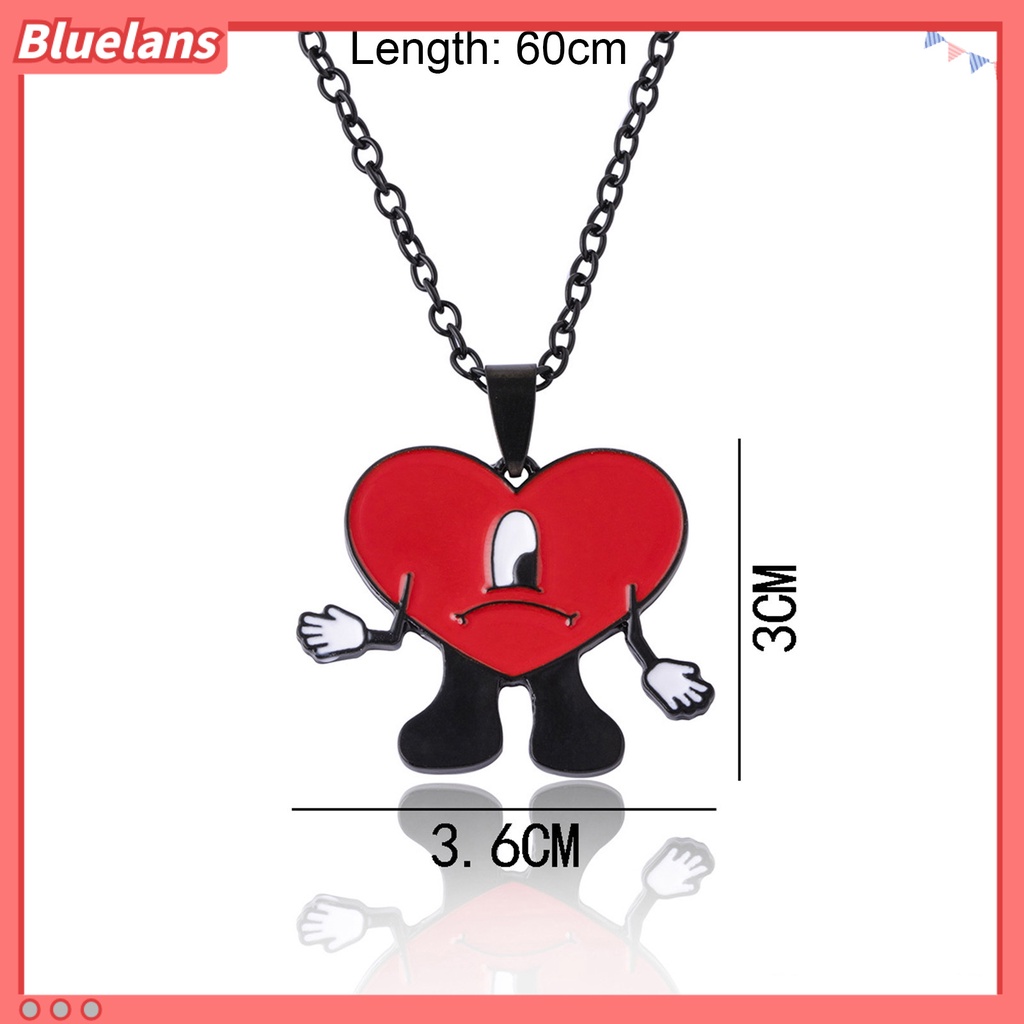 [BLS] Liontin Kalung Pribadi Berbentuk Hati Rantai Salib Geometris Electroplating Leher Ornamen Colorfast Bad Bunny Heart Necklace Perhiasan Aksesori