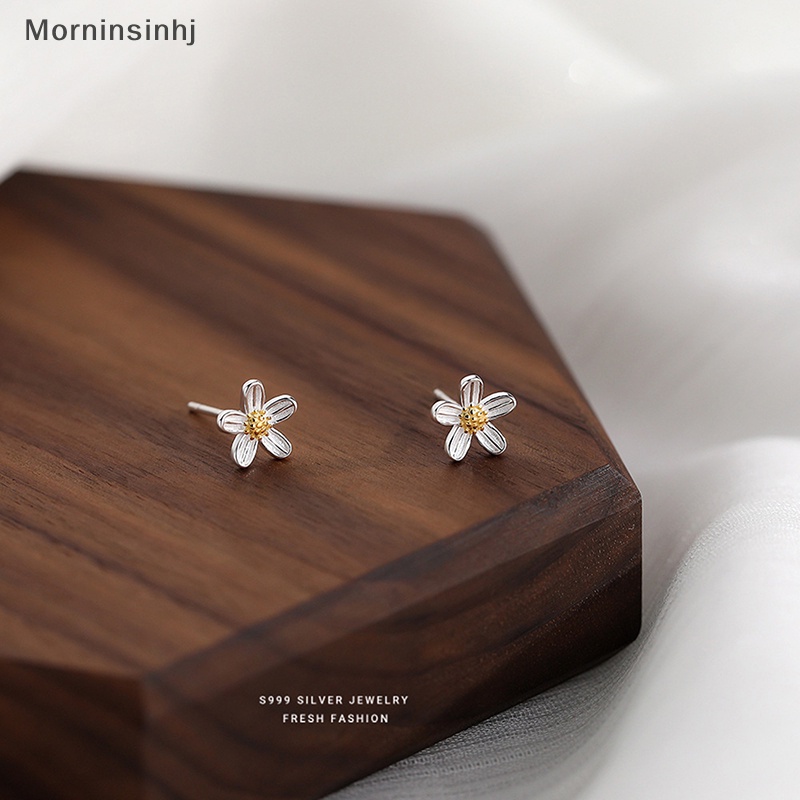 Mornin 1pasang Trendi Berlapis Perak Romantis Fashion Bunga Warna Silver Anting Stud Untuk Wanita Perempuan Gaya Korea Perhiasan Anting Kecil id