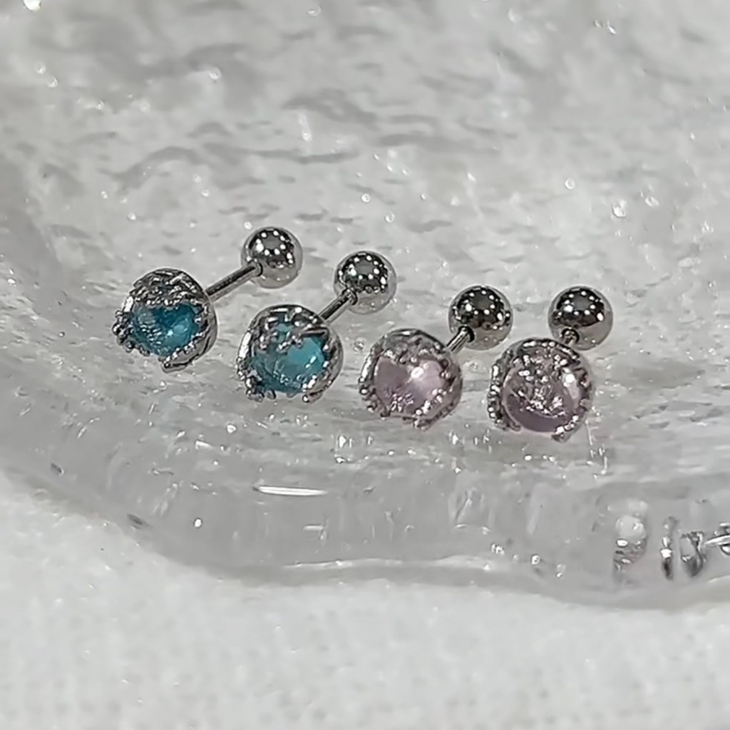 1piece Korea Colorful Moonlight Stone Stud Earrings Tidur Gratis Anting Sekrup Helix