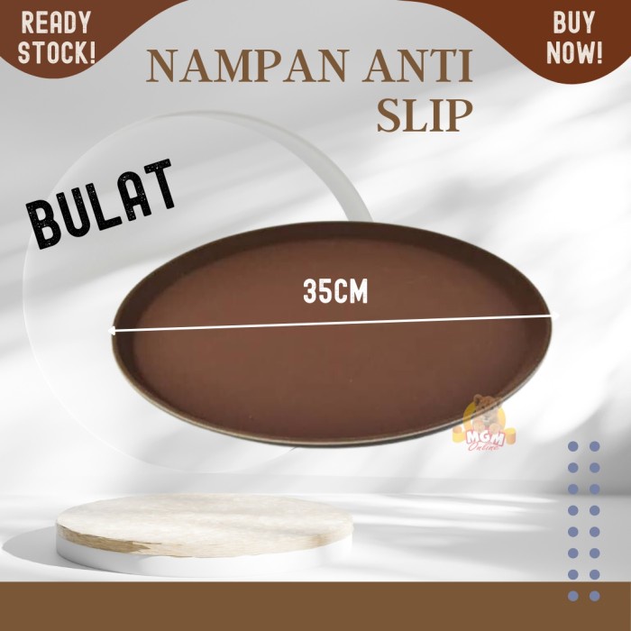 Nampan Anti Slip BULAT 35cm non Slip Serving Tray lapisan karet