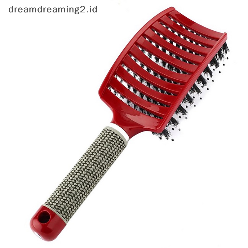 (drea) Sikat Rambut Anti Statis Lengkung Vented Styling Brush Detangling Massage Brushes //