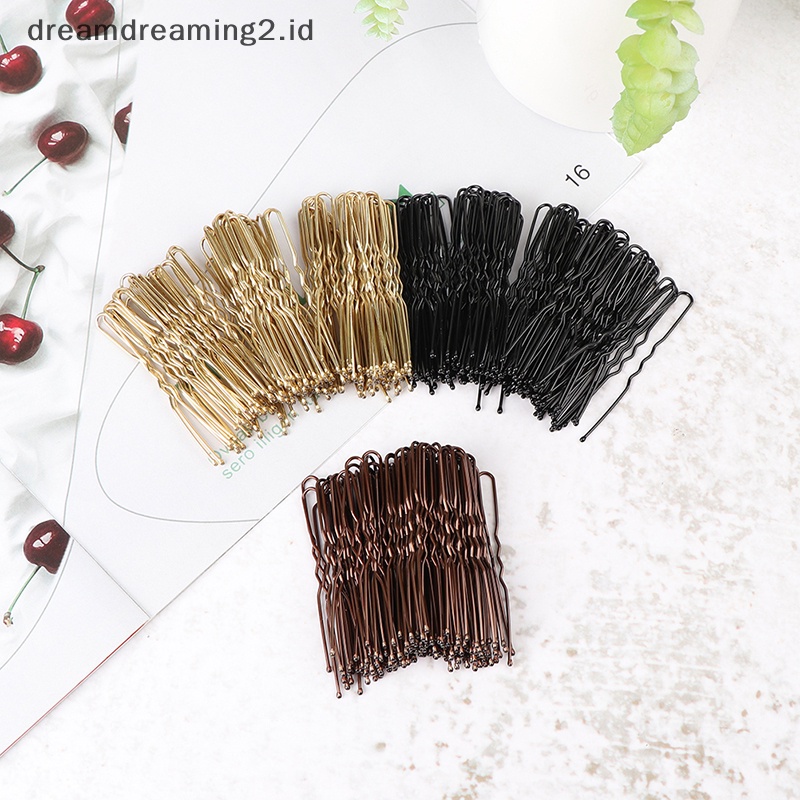 (drea) 50pcs /set Rambut Gelombang Berbentuk U Bobby Pin Barrette Salon Grip Clip Jepit Rambut //