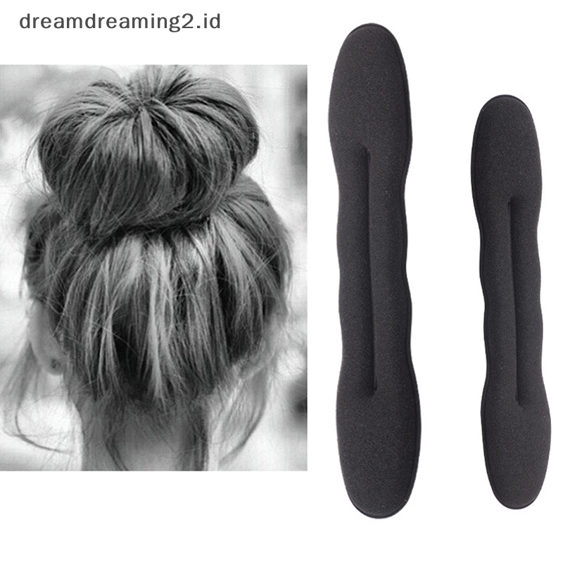 (drea) Spon Hitam Styling Rambut Donat Sanggul Curler Maker Ring Magic Foam Donut Twist //