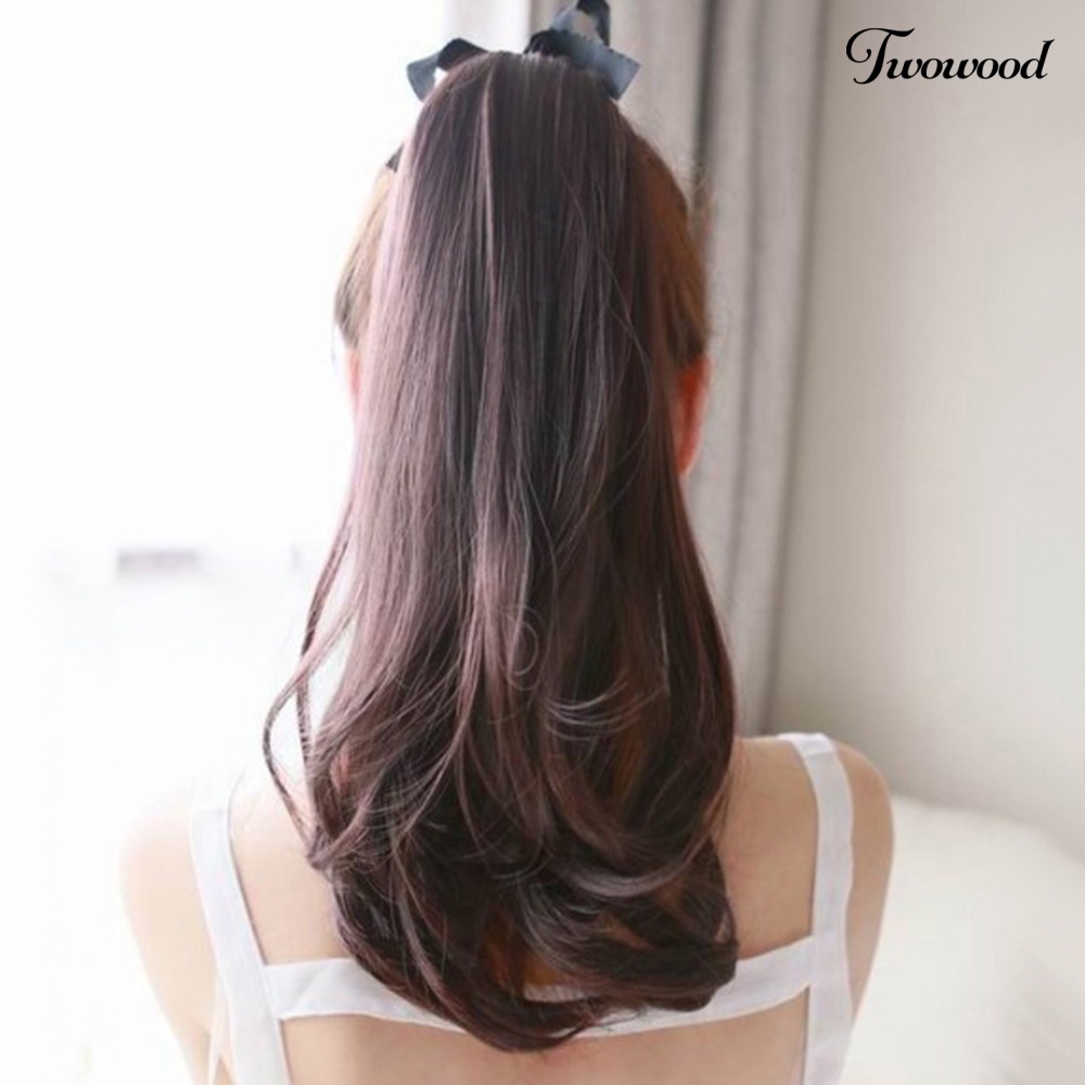 Twowood Panjang Lurus Curly Ponytail Hair Extension Bungkus Sekitar Pita Klip-in Sopak