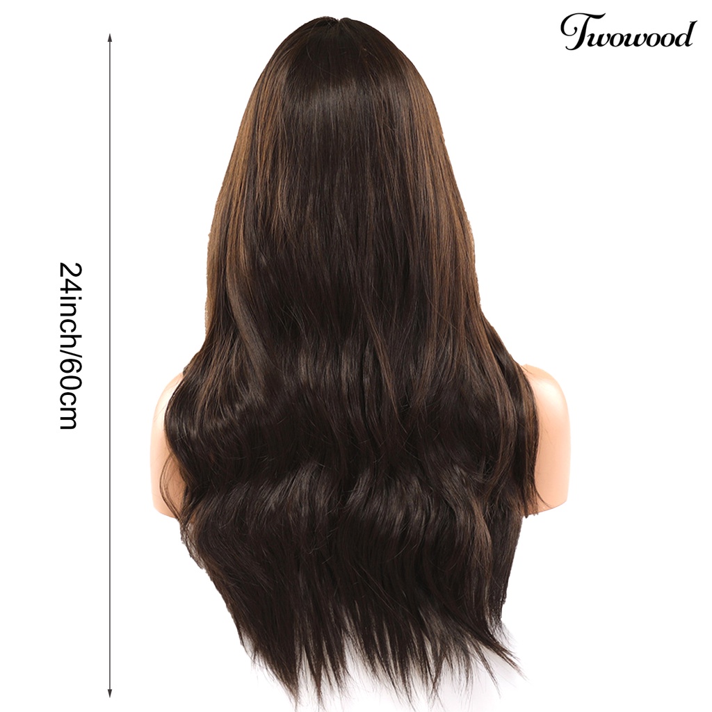 Twowood Wanita Wig Silky Inner Mesh Lembut Ombre Highlight Rambut Alami Bagian Tengah Wig Untuk Perempuan