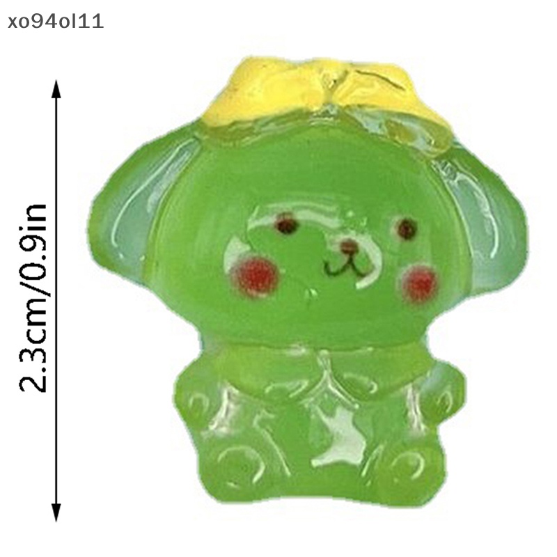 Xo 2Pcs Mini Luminous Cinnamon Dog Ornamen Kartun Warna Boneka Micro Landscape Dekorasi Rumah Boneka Miniatur Mainan OL