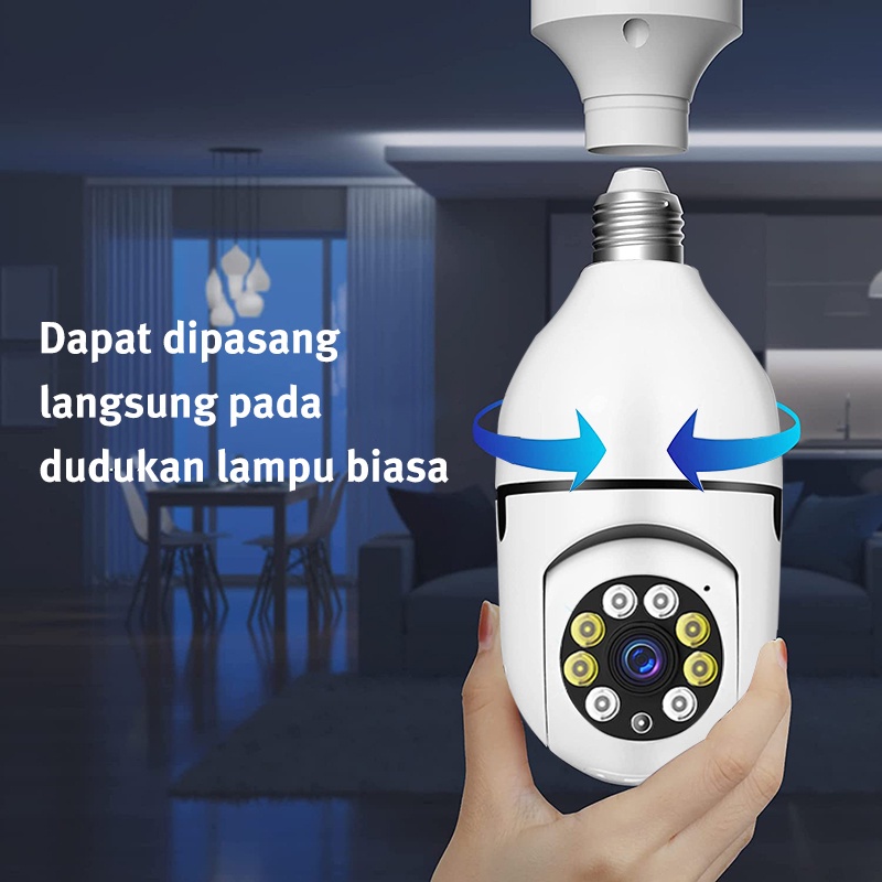 Night Vision 5MP V380 Pro CCTV Lampu Kamera CCTV Wifi Bohlam 360 Derajat PTZ Panoramic IP Camera CCTV Wireless V380