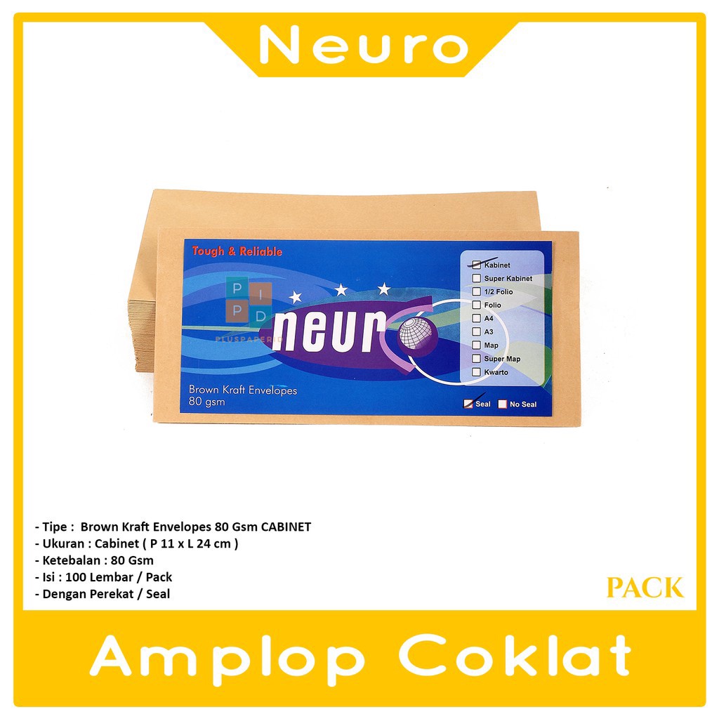 

NEURO - Amplop Coklat Ukuran Cabinet Seal ( 11 x 24 cm ) - Pack