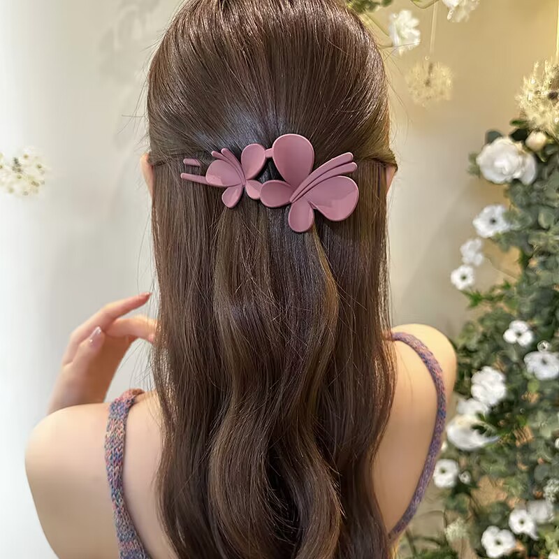 1pc Fashion Klip Rambut Plastik Aksesoris Rambut Kupu-Kupu Hair Claw Clip Jepitan Besar Jepit Rambut Hiasan Kepala Duckbill Sederhana Untuk Wanita Perempuan