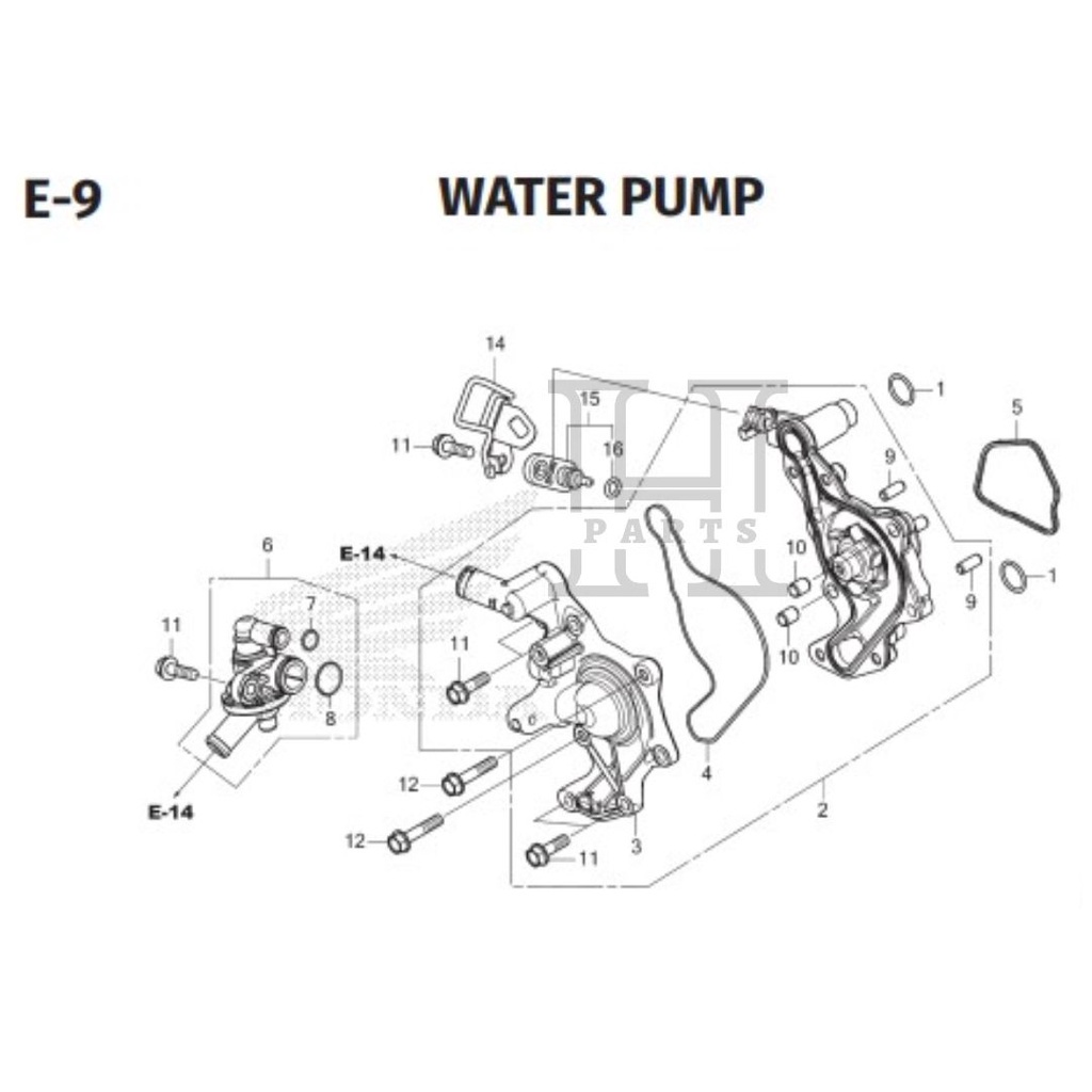 POMPA AIR RADIATOR PUMP ASSY WATER PCX ADV VARIO 160 19200-K1N-V00 ASLI ORIGINAL AHM HGP HONDA