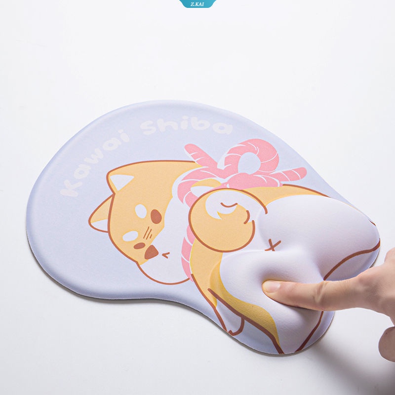 Kartun Lucu Shiba Inu 3D Tahan Lama Mouse Pad Untuk Anak Perempuan Rumah Kantor Nyaman Silikon Memory Foam Gaming Mouse Pad [ZK]