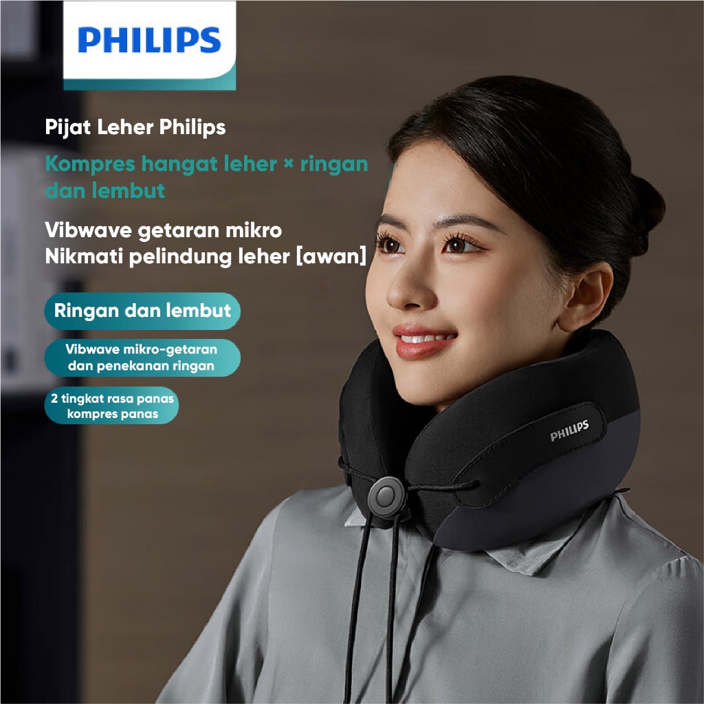 Philips massage Pijat Leher Punggung 360 ° Ring neck support/430g easy to carry PPM3306