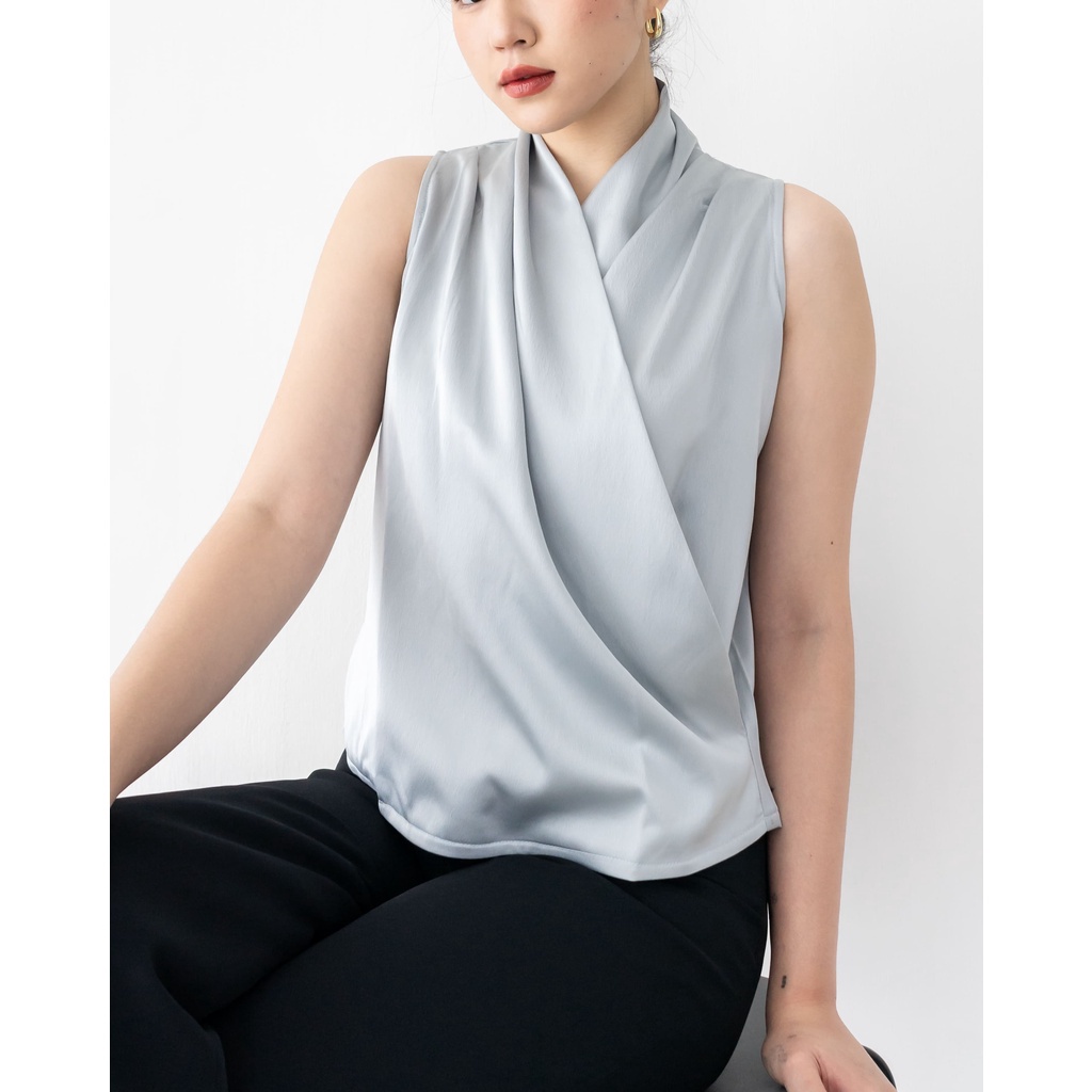 Ms Daisy Jade Satin Wrap Top / Tank top Wrap Satin Wanita / Atasan Wanita Satin / Atasan Pesta Wanita / Atasan Formal Wanita