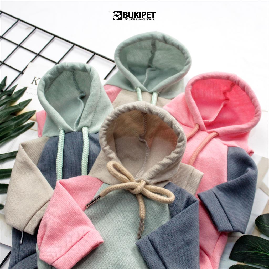 baju kucing anjing kelinci monyet lucu murah aksesoris hewan kecil - BUKIPET COLOUR BLOCK HOODIE