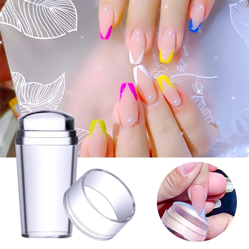Set Scraper Stamper Kuku Jelly Transparan/DIY Stamping Cetakan Nail Plate Manicure Tools