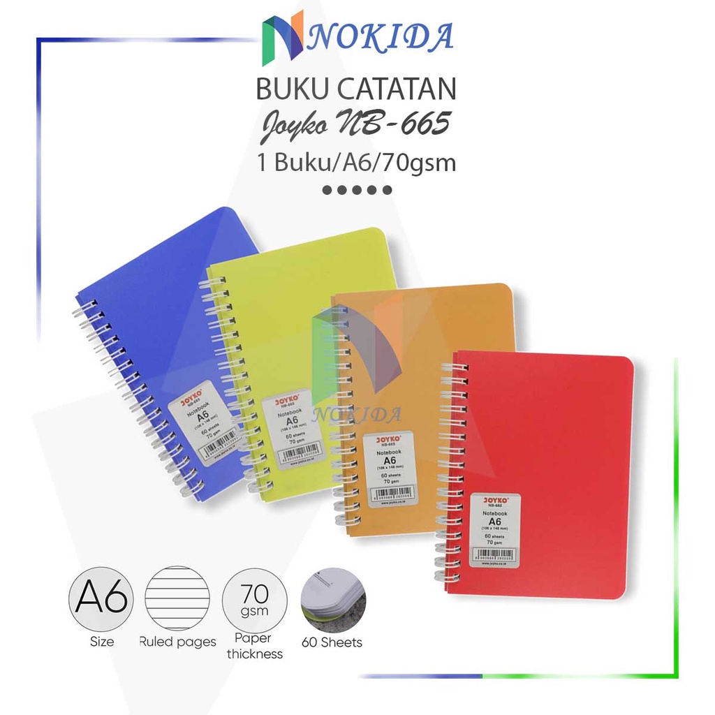 

Nokida Notebook Joyko NB-665 [A6] / Buku Diary Kecil / Buku Catatan Harian / Buku Tulis Ring / Diari Motif Polos