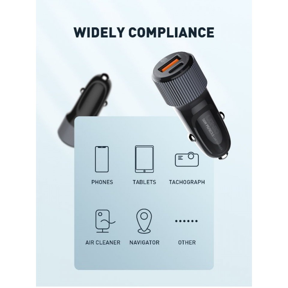 565 LDNIO C510Q Dual Port Car Charger - PD 3.0 and QC3.0 - 36W Max