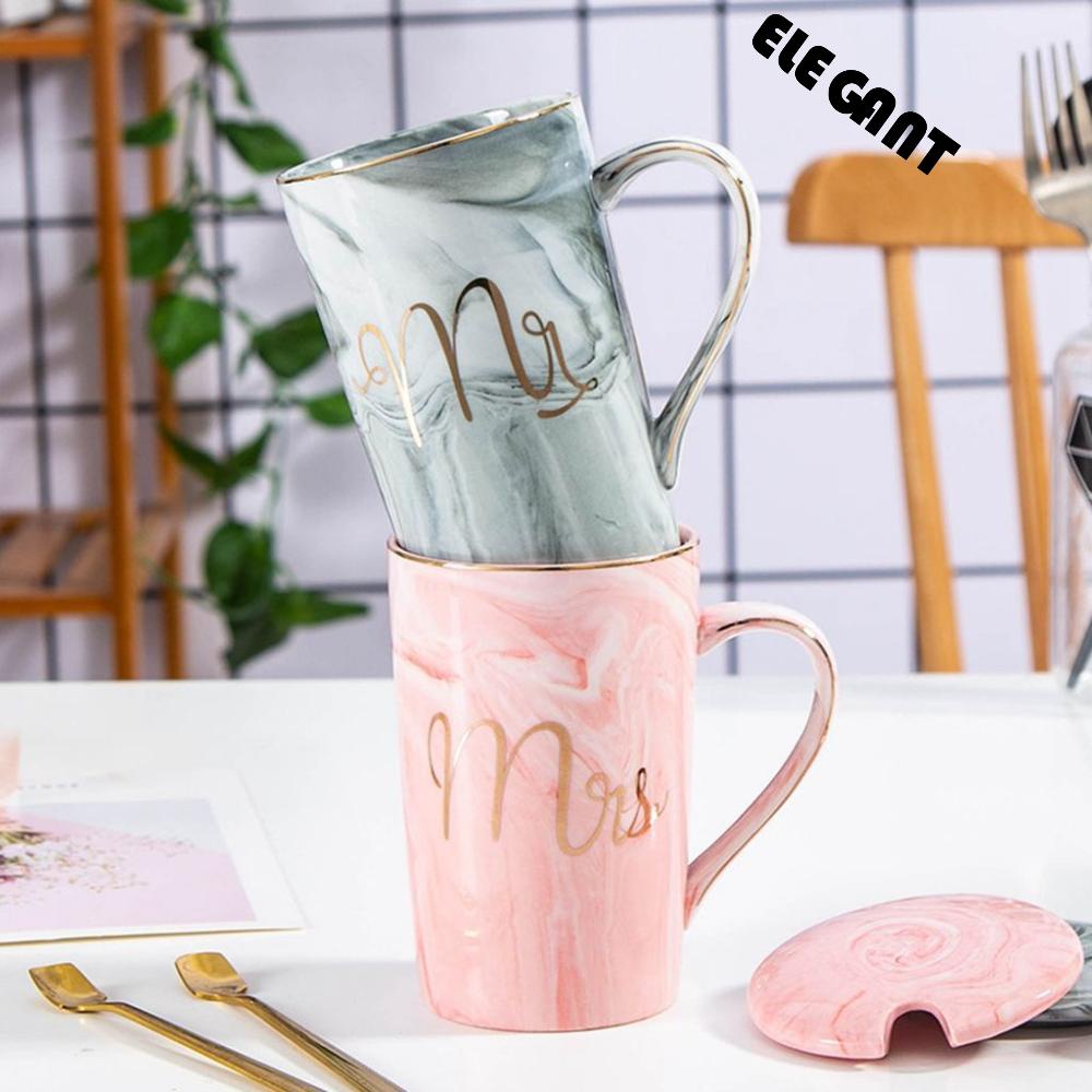 [Elegan] Mug Kemasan Baik 400ml Urat Marmer Untuk Susu, Kopi,Oatmeal Nordic INS Engagement Gift