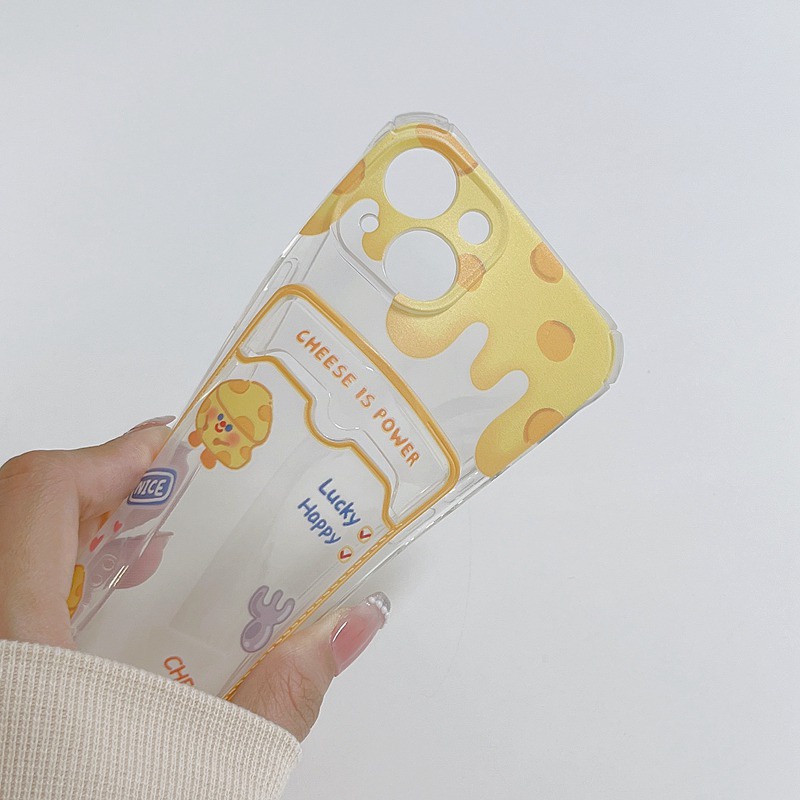 Card Case Happy Cheese Soft Case HP iP iPhone 14 13 12 11 Pro X XS XR Max 7 8 + Plus FTD Casing Apple