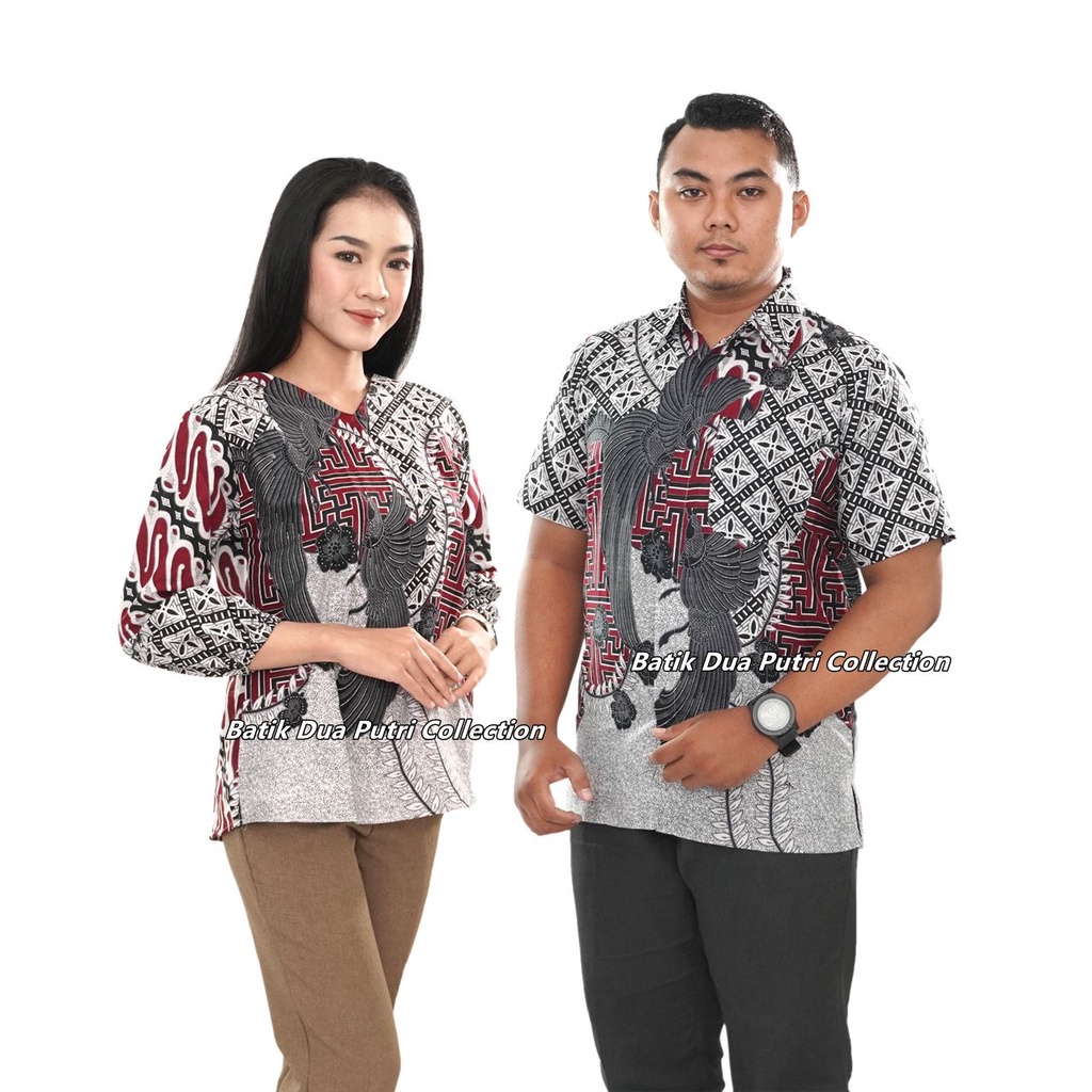 Couple Batik Atasan Batik Wanita Lengan 7/8 Kemeja Batik Pria Lengan Pendek Exclusive Bambang By Batik Dua Putri